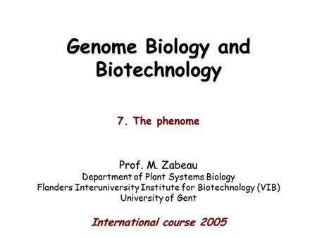 Genome Biology and Biotechnology