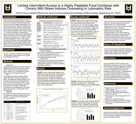 Limited Intermittent Access to a Highly Palatable Food Combined with Chronic Mild Stress Induces Overeating in Laboratory Rats Kishan Govind, Robynn Mackechnie,