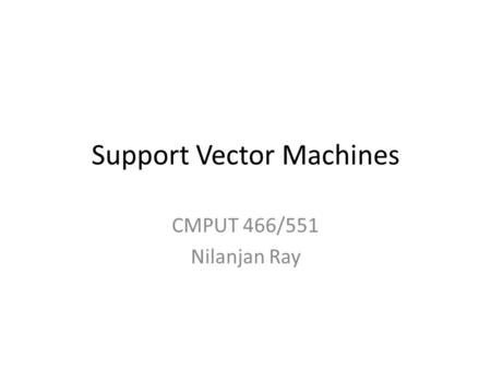 Support Vector Machines