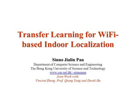 Transfer Learning for WiFi-based Indoor Localization