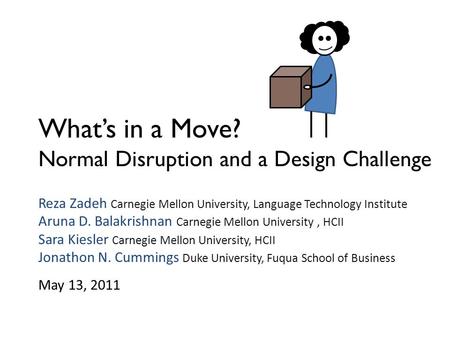 What’s in a Move? Normal Disruption and a Design Challenge Reza Zadeh Carnegie Mellon University, Language Technology Institute Aruna D. Balakrishnan Carnegie.