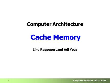 Computer Architecture Cache Memory