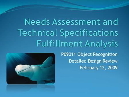 P09011 Object Recognition Detailed Design Review February 12, 2009.