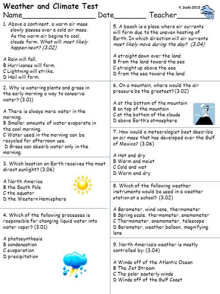 Weather and Climate Test K.Duda 2010