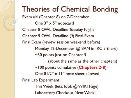 Theories of Chemical Bonding