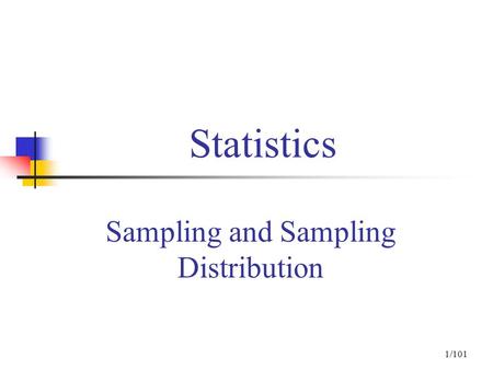 Sampling and Sampling Distribution