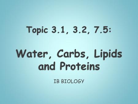 IB BIOLOGY. Atoms form molecules/compounds Bonds: covalent (atoms share electrons) or ionic (atoms give/receive electrons). H - Hydrogen C - Carbon Na.