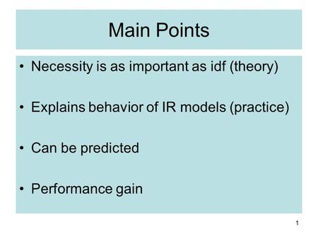 Term Necessity Prediction P(t | R q ) Le Zhao and Jamie Callan Language Technologies Institute School of Computer Science Carnegie Mellon University Oct.