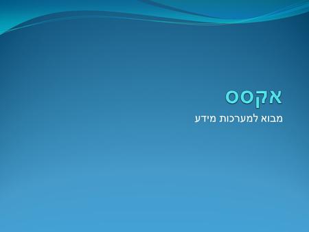 אקסס מבוא למערכות מידע.