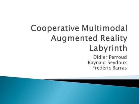 Didier Perroud Raynald Seydoux Frédéric Barras.  Abstract  Objectives  Modalities ◦ Project modalities ◦ CASE/CARE  Implementation ◦ VICI, Iphone,