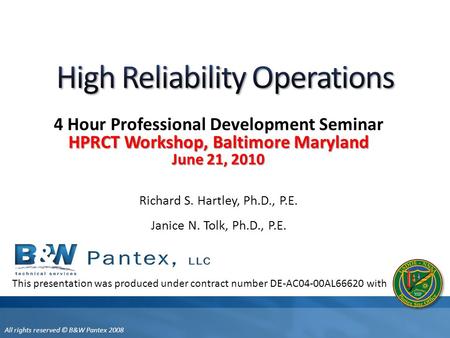 High Reliability Operations