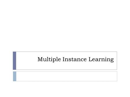 Multiple Instance Learning