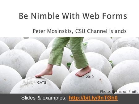 Peter Mosinskis, CSU Channel Islands Photo: D Sharon Pruitt Slides & examples:  CATS 2010.