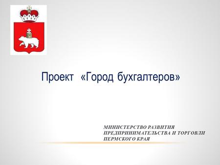 МИНИСТЕРСТВО РАЗВИТИЯ ПРЕДПРИНИМАТЕЛЬСТВА И ТОРГОВЛИ ПЕРМСКОГО КРАЯ Проект «Город бухгалтеров»