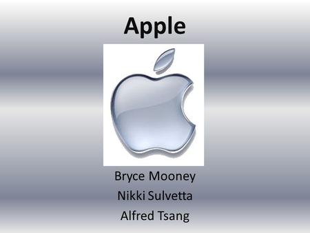 Apple Bryce Mooney Nikki Sulvetta Alfred Tsang. Strengths Sharp, innovative positioning Creative and simplified design “Halo effect”—utilizing the iPod.