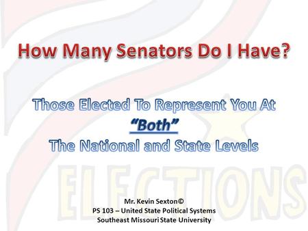 Mr. Kevin Sexton© PS 103 – United State Political Systems Southeast Missouri State University.