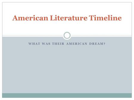 American Literature Timeline