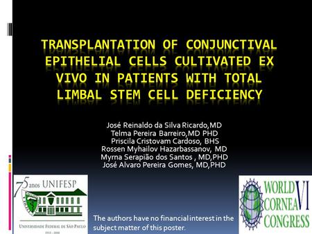 José Reinaldo da Silva Ricardo,MD Telma Pereira Barreiro,MD PHD Priscila Cristovam Cardoso, BHS Rossen Myhailov Hazarbassanov, MD Myrna Serapião dos Santos,