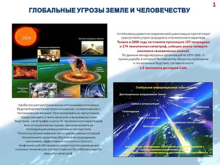 Устойчивому развитию современной цивилизации препятствует совокупность угроз природного и техногенного характера. Только в 2008 году на планете произошло.