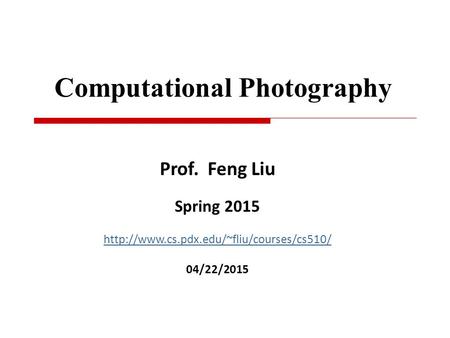 Computational Photography