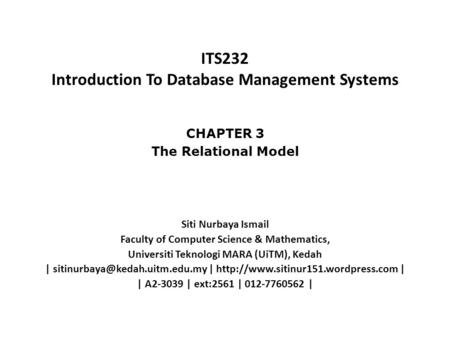 ITS232 Introduction To Database Management Systems