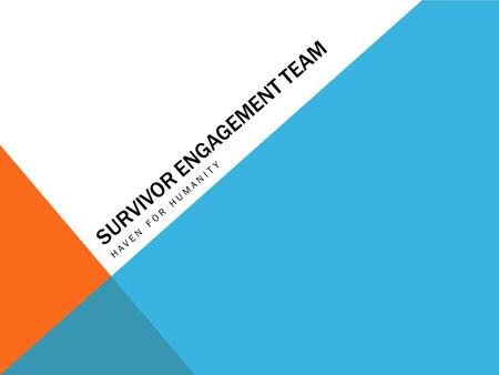 SURVIVOR ENGAGEMENT TEAM HAVEN FOR HUMANITY. “WHO WE HELP IS WHY WE DO WHAT WE DO” Survivor Engagement Coordinator (SEC) - Brian Capacity Development.