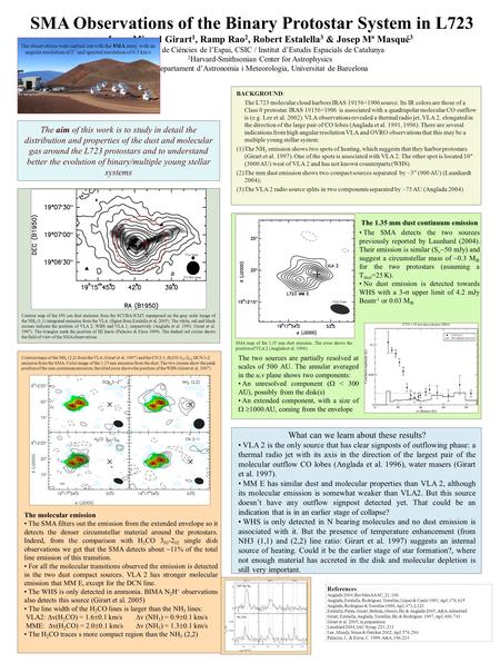 SMA Observations of the Binary Protostar System in L723 Josep Miquel Girart 1, Ramp Rao 2, Robert Estalella 3 & Josep Mª Masqué 3 1 Institut de Ciències.