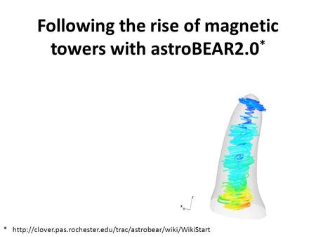 Following the rise of magnetic towers with astroBEAR2.0 * *