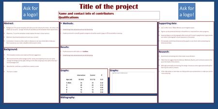 Title of the project  Methods:.  Underlining is less attractive and can be distracting  Graphs produced in scientific graphic programs should be saved.