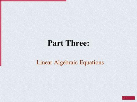 Linear Algebraic Equations