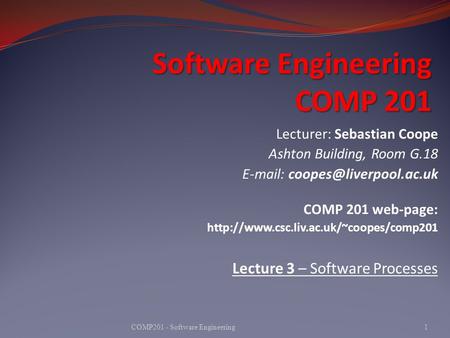 Software Engineering COMP 201