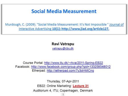 Social Media Measurement