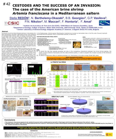 CESTODES AND THE SUCCESS OF AN INVASION: The case of the American brine shrimp Artemia franciscana in a Mediterranean saltern Stella REDÓN¹, N. Berthelemy-Okazaki²,