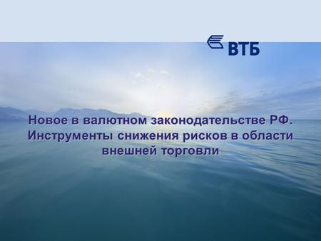 Новое в валютном законодательстве РФ. Инструменты снижения рисков в области внешней торговли.