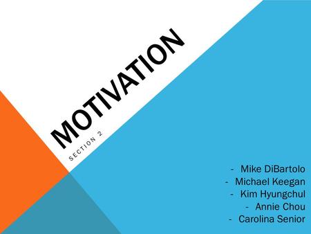 MOTIVATION SECTION 2 -Mike DiBartolo -Michael Keegan -Kim Hyungchul -Annie Chou -Carolina Senior.