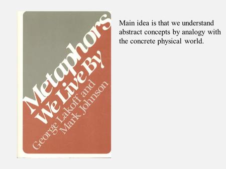 Main idea is that we understand abstract concepts by analogy with the concrete physical world.