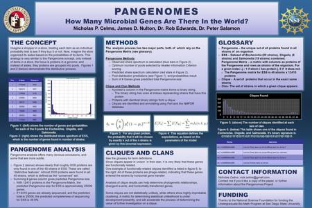 PANGENOMES How Many Microbial Genes Are There In the World? Nicholas P. Celms, James D. Nulton, Dr. Rob Edwards, Dr. Peter Salamon PANGENOMES How Many.