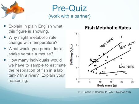 Pre-Quiz (work with a partner) Low temp High temp E. C. Enders, D. Boisclair, P. Boily, P. Magnan 2006 Med. temp Explain in plain English what this figure.