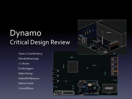 Team 2 Careful Harry Glenda Alvarenga J.J. Busse Emily Eggers Adam Kemp Gabrielle Massone Dalton Smith Corey Wilson Dynamo Critical Design Review.