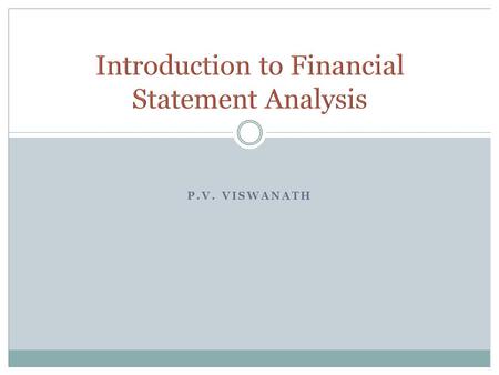 Introduction to Financial Statement Analysis