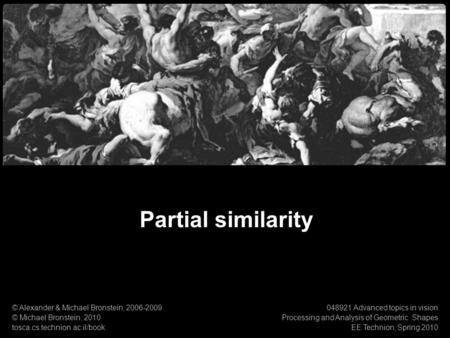 1 Numerical geometry of non-rigid shapes Partial similarity Partial similarity © Alexander & Michael Bronstein, 2006-2009 © Michael Bronstein, 2010 tosca.cs.technion.ac.il/book.