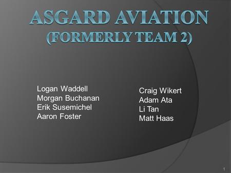 Logan Waddell Morgan Buchanan Erik Susemichel Aaron Foster Craig Wikert Adam Ata Li Tan Matt Haas 1.