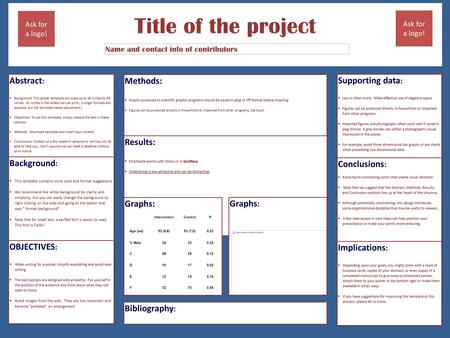 Methods:  Graphs produced in scientific graphic programs should be saved in jpeg or tiff format before inserting  Figures can be produced directly in.