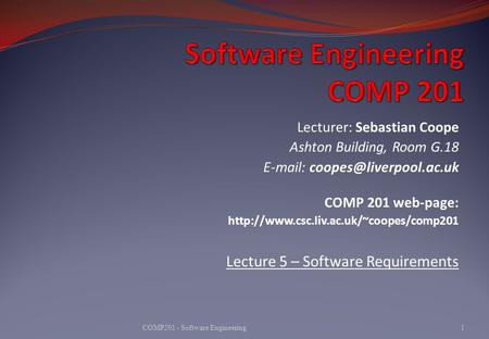 Software Engineering COMP 201