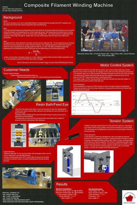 P09226 Dept of Mech Eng (Sponsor) Dr. Alan Nye (Faculty Advisor) Alexander Sandy (ME), Christofer Brayton (EE), Tiago Santos (ME), Daniel Weimann (ME),