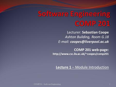 Software Engineering COMP 201