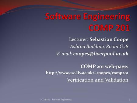 Software Engineering COMP 201