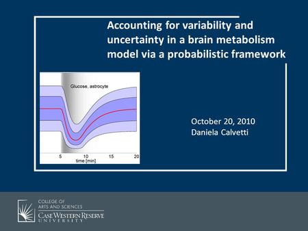 October 20, 2010 Daniela Calvetti Accounting for variability and uncertainty in a brain metabolism model via a probabilistic framework.