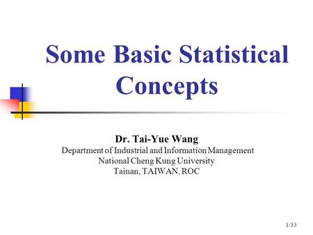 Some Basic Statistical Concepts