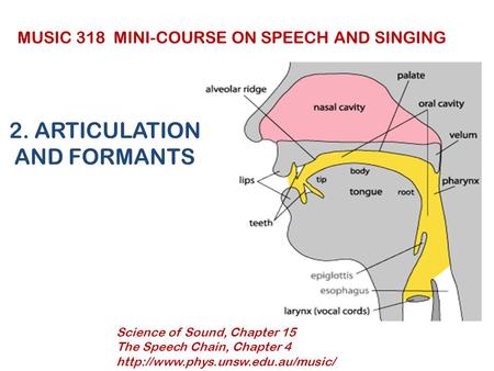 2. ARTICULATION AND FORMANTS